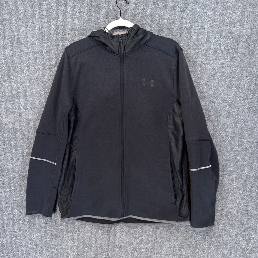 Under Armour Hoodie Mens Medium Black Storm Hybrid Full Zip Fleece Jacket Active